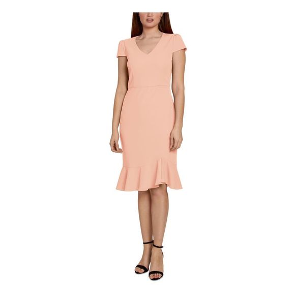 SAGE COLLECTIVE Dresses & Skirts - SAGE COLLECTIVE Womens Pink Scuba Crepe Asymmetrical Cap Sleeve Body Con Dress 6